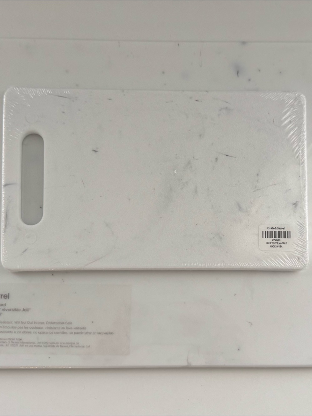Crate&Barrel White Marble-Look Plastic Cutting Board Set of 2